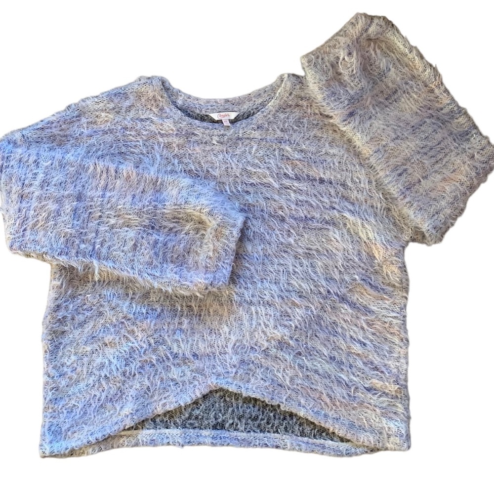 Candie’s Oversized Cropped ‘Long Hair’ Blue Pink Knit Sweater Women’s XXL